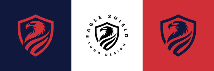 Eagle shield logo Design, Shield eagle logo inspiration, Eagle and shield logo design, Bird, falcon or hawk head badge emblem vector icon