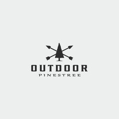 pine tree outdoor logo vintage vector simple minimalist illustration template icon graphic design