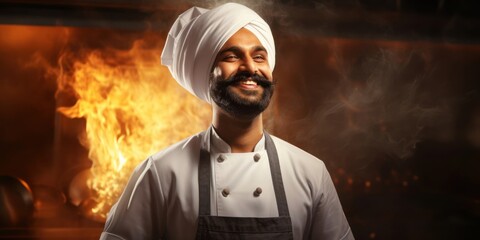 East Indian Man Chef Occupation Profession Attractive Backdrop Generative AI