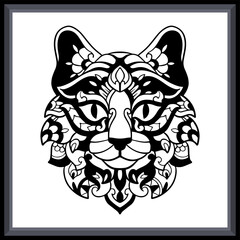 Colorful Cat head tattoo mandala arts.