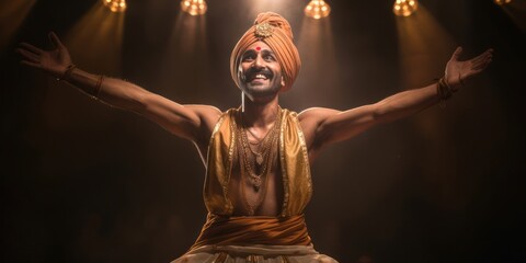 East Indian Man Dancer Job Career Attractive Backdrop Generative AI