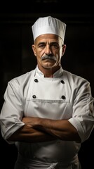 A man in a chef's uniform posing for a picture.