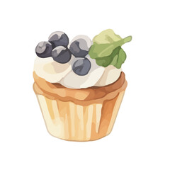 水彩で描いたカップケーキのイラスト