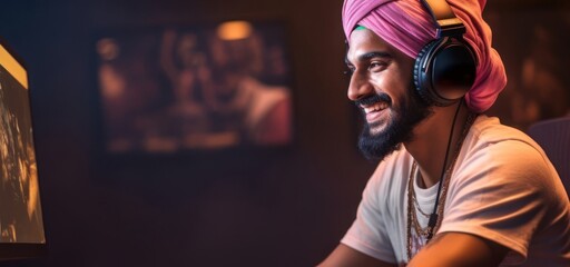 East Indian Male Gamer Professional Career Attractive Background Generative AI