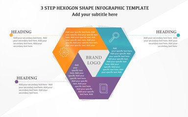 Hexagon infographic vector image with 3 steps