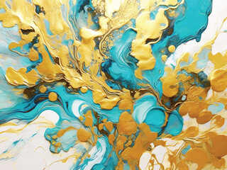 Abstract ocean- ART. Natural Luxury. Style incorporates the swirls of marble or the ripples of agate. Very beautiful blue and white paint with the addition of gold powder Illustration