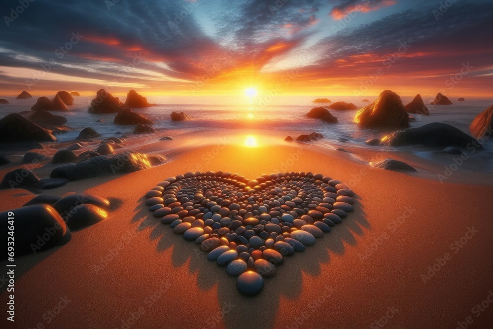 Poster abstract glow of heart. background with selective focus and copy space