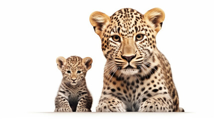 Obraz premium Portrait of Leopard with Cub