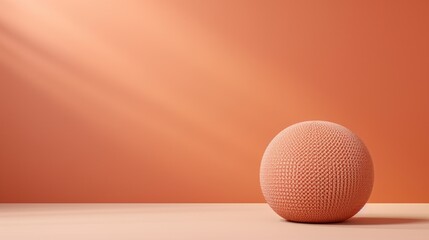 Minimalistic view of a Peach Fuzz coloured backdrop featuring a delicate woven pattern, adding a unique and eyecatching element to any product presentation. - obrazy, fototapety, plakaty