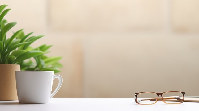 Glasses and cup of coffee on the table