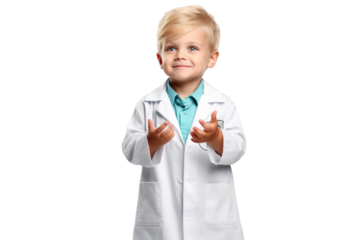 A Little boy in a doctor suit on a transparent background PNG. Children's dream career