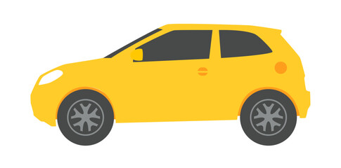 Small Yellow Car Vector With a White Background, Classic Business Illustration Isolated.
