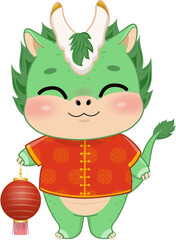 Happy Chinese New Year with Dragon or Year of Dragon