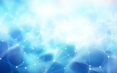 Naklejka na ściany i meble Futuristic High-Tech Blue Background Network Lines. Blue Macro Plexus Background.