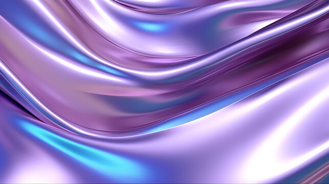 abstract purple and blue wavy background, shiny liquid metal with purple teal and blue wavy pattern