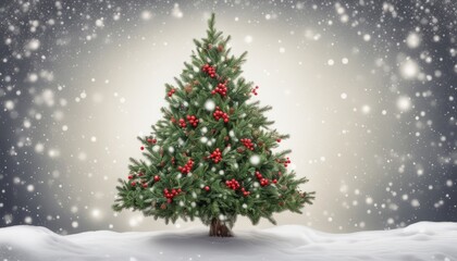 Fototapeta na wymiar A Christmas tree covered in snow