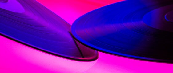color music background with vinyl records