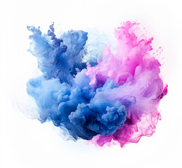 Abstract pink party fog. Isolated blue, teal, purple , aqua smoke cloud or think cloud.  3D special effects fog clouds graphic for white background, magic birthday clip art by Vita - obrazy, fototapety, plakaty