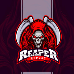 Grim reaper esport logo illustration premium vector
