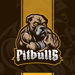 Pitbull esport mascot logo design