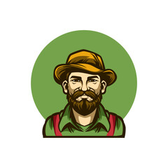 Farmer logo esport cartoon illustrations vector