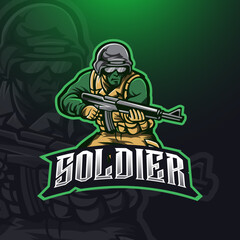 Soldier esports gaming logo template