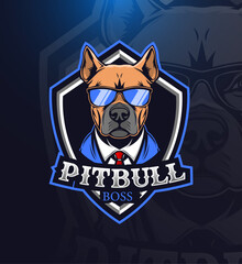 Pitbull boss esports gaming logo template