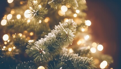 Obraz na płótnie Canvas A Christmas tree with lights and green pine needles