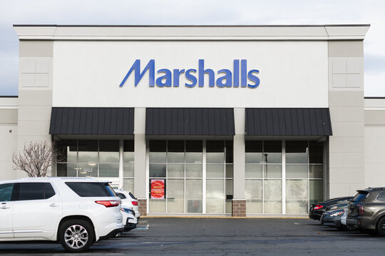 Bellingham, WA, USA - January 5, 2023; Marshalls department store facade with name in blue text above window