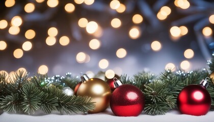 Fototapeta na wymiar Christmas ornaments and lights on a tree