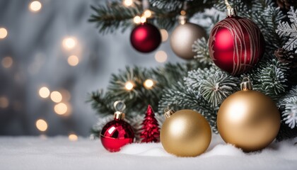 A beautifully decorated Christmas tree with gold and red ornaments