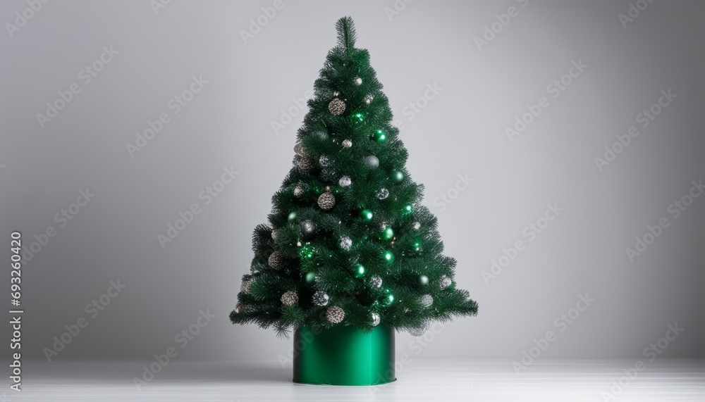 Poster A green christmas tree in a green vase