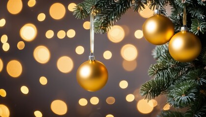 A Christmas tree with golden ornaments and lights