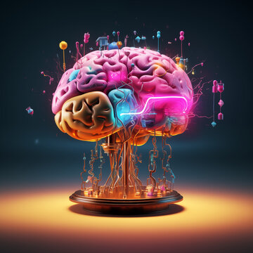 Concept art of a human brain exploding with knowledge and creativity with attractive colour and nice look. generative ai