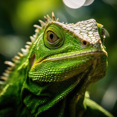 Fototapeta premium green jungle of an expressive lizard