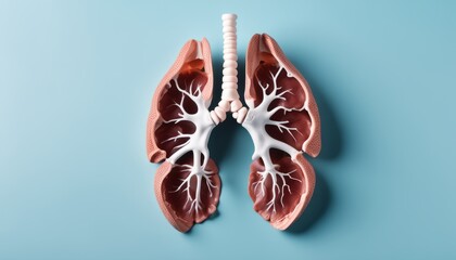A 3D model of a heart and lungs on a blue background - obrazy, fototapety, plakaty