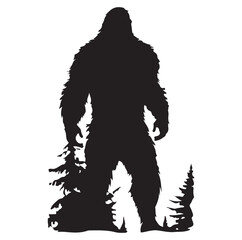Bigfoot silhouettes Vector and bigfoot concept illustration - obrazy, fototapety, plakaty