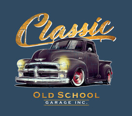 AI generated. Vector colorful illustration of vintage car with text. Art paea prints on t-shirts, posters and etc...