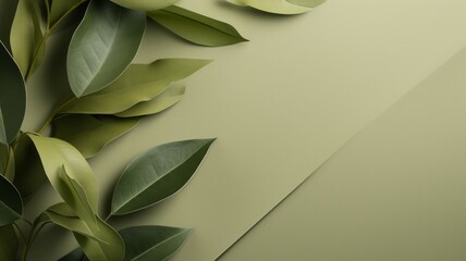 Green Leaves on Dual-Tone Background