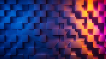 Neon Chaos: Abstract 3D Cubes in Vibrant Blue and Pink Hues