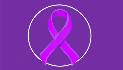 A purple ribbon on a white background