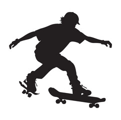 Fototapeta na wymiar Skating Silhouette vector stock illustration, Skating player silhouette Vector.