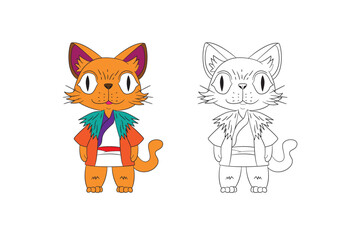 cute animal illustration for book drawing page