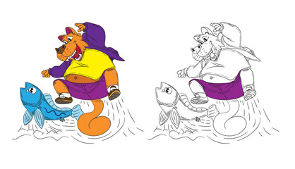 cute animal illustration for book drawing page