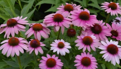 Pink flowers with purple centers