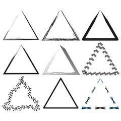 Brush paint ink triangle shaped elements. Vector illustration. EPS 10.