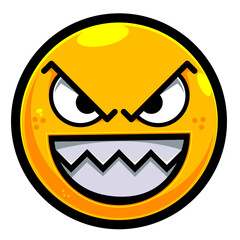 emoji with sharp teeth crasy yellow vector ilustration