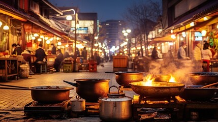 Korean Traditional Night Market Street