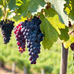 Naklejka premium grapes on vineyards, sunlight