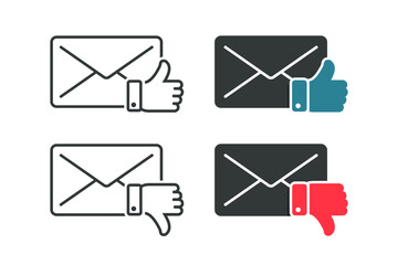 Email with like dislike icon. Illustration vector